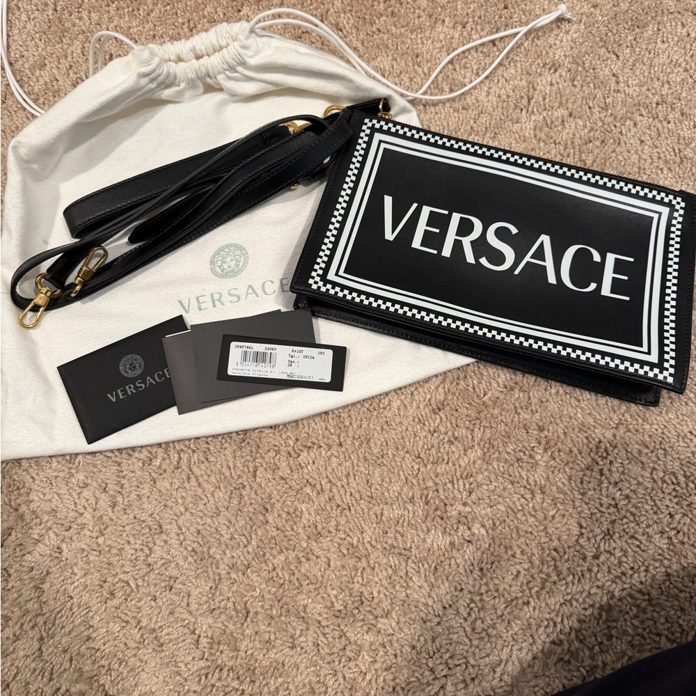 Versace Monochrome Logo Clutch
